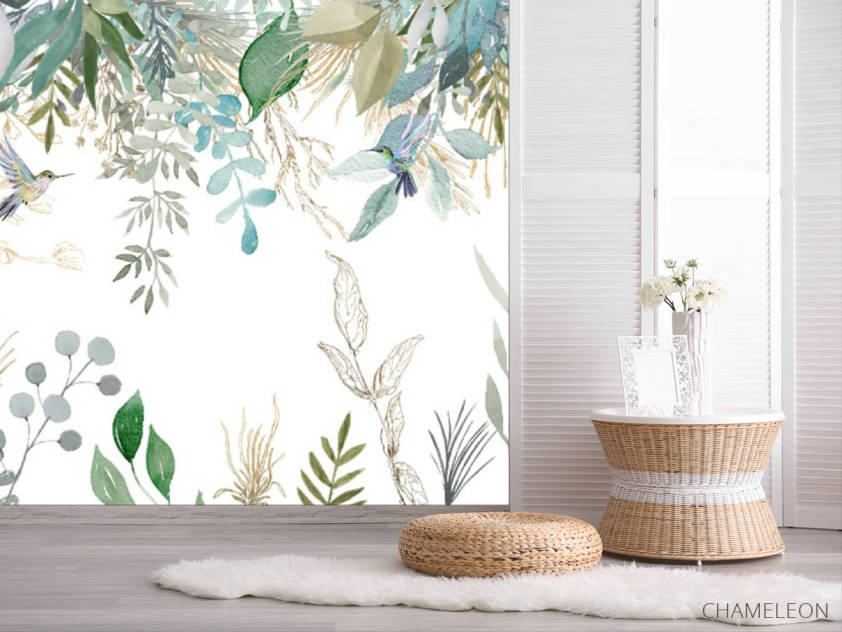 Фотошпалери листя птропіческіе і колібрі - 2