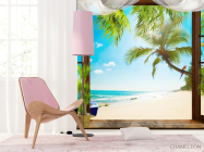 Фотошпалери Вид з вікна на пальми і море - 4