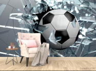 Фотообои Футбольный мяч и битое стекло - 4