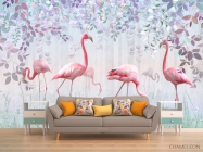 Фотообои Фламинго и зелень - 1