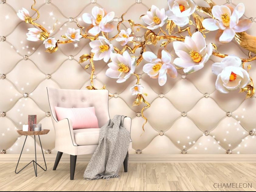 Фотообои Золотые 3d магнолии - 4
