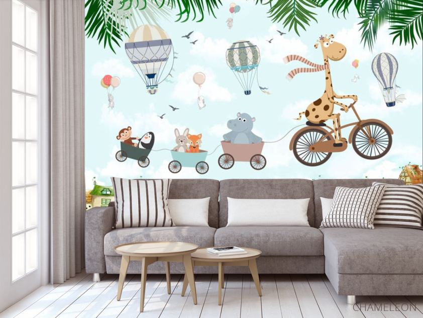 Фотообои Жирафик и домики - 3