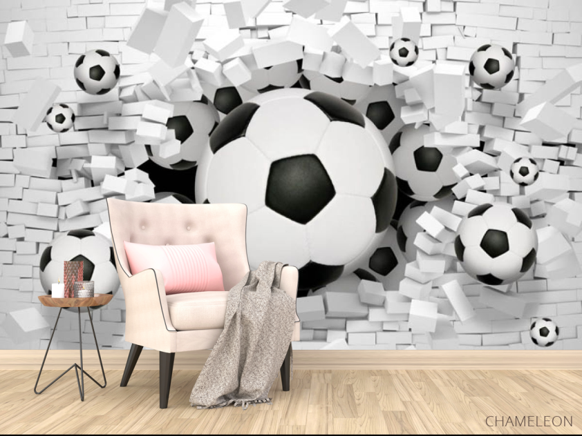 Фотообои 3д стена с мячём - 4
