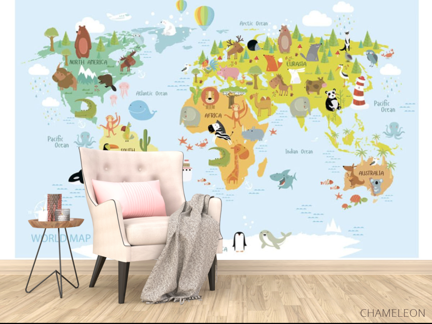 Фотообои Светло-голубая карта в детскую для мальчика - 4