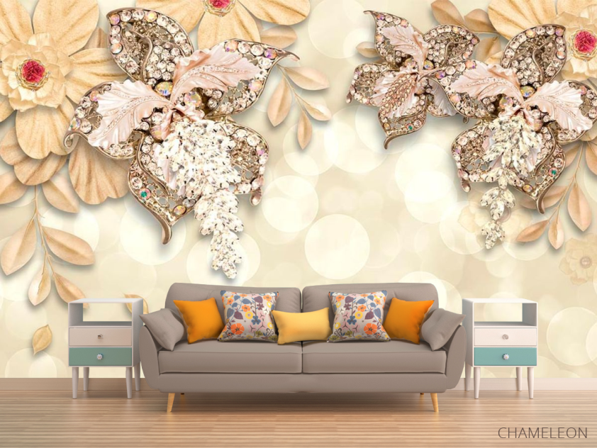 Фотообои 3d цветы и брошки - 1