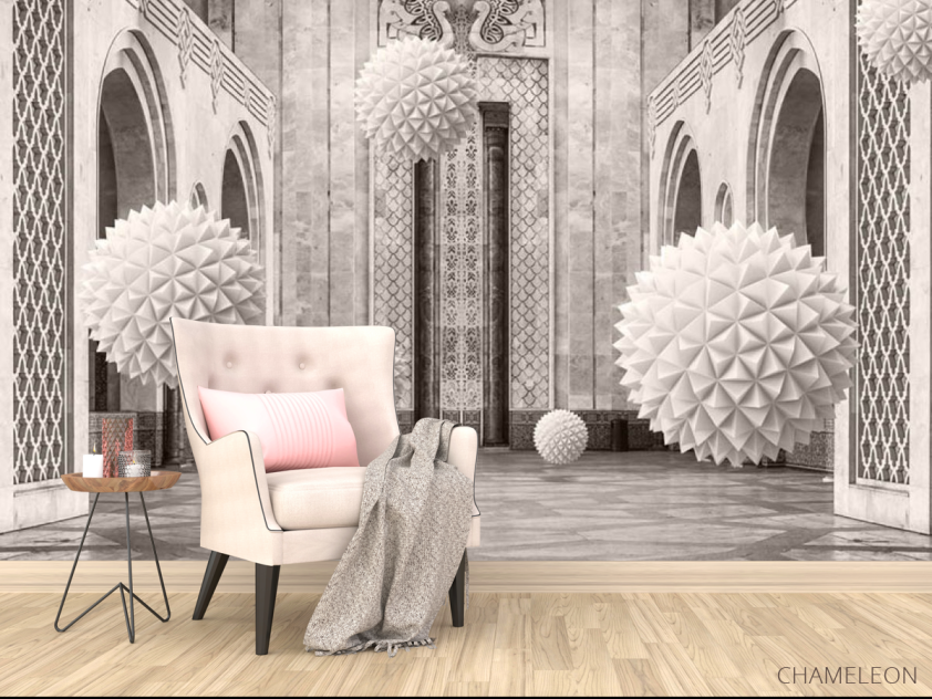 3д фотообои 3д шары в арках - 4