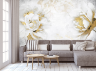 Фотообои Белые цветы с золотом - 3