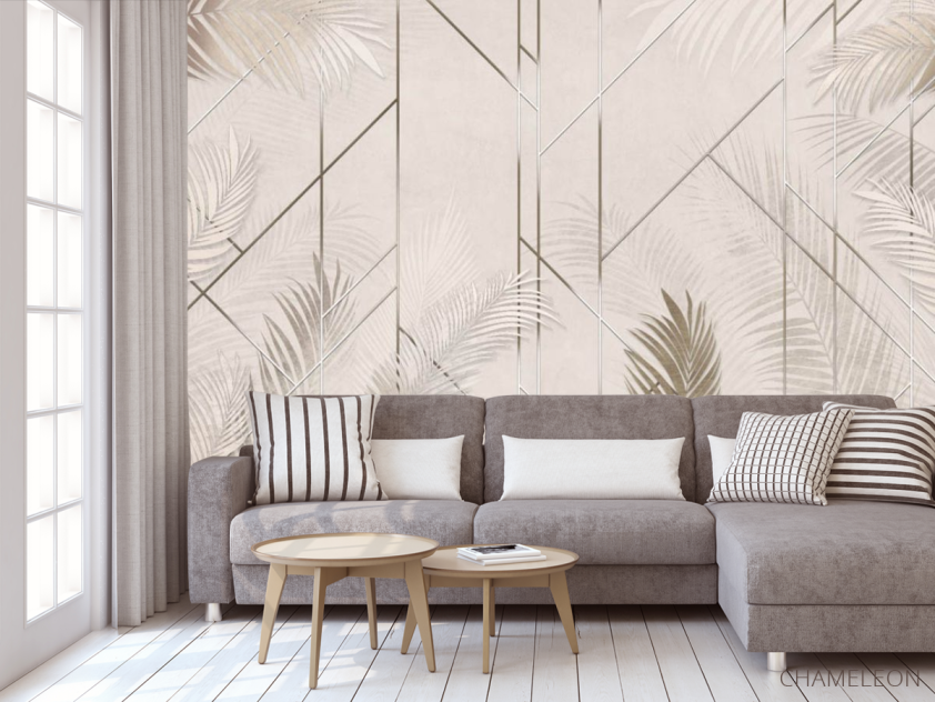 Фотообои Геометрия и пальмовые ветки - 3