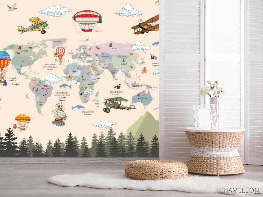 Фотошпалери Дитяча карта з лісом - 2