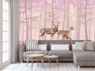 Фотообои Олени в розовом лесу - 3
