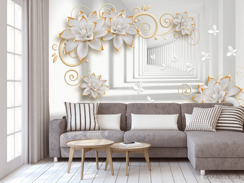 Фотообои 3d брошки и тоннель - 3