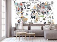 Фотообои Карта детская с животными - 3