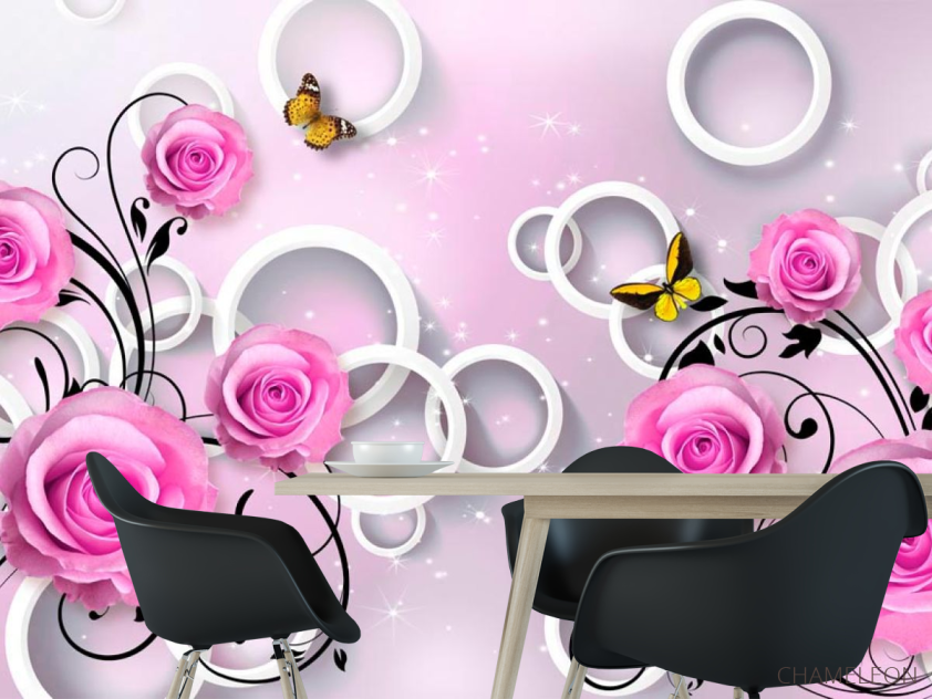 Фотошпалери Троянди бузкові 3d - 1