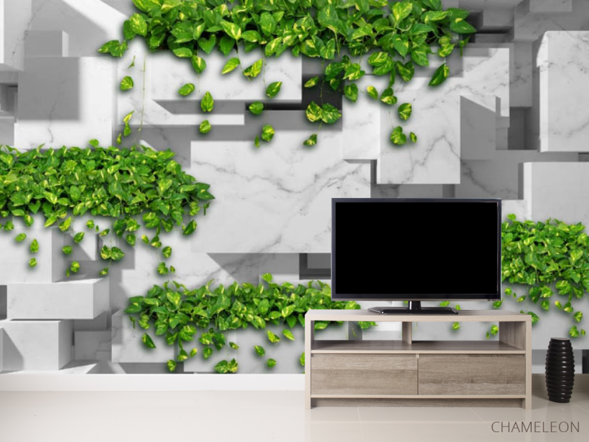 Фотообои 3д стена с цветами - 2