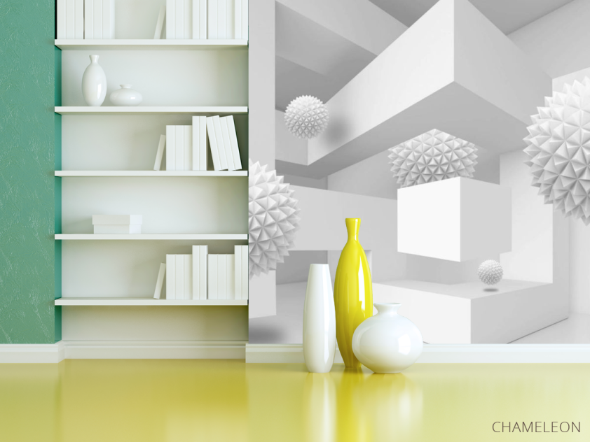 Фотошпалери сірі сфери 3д - 3