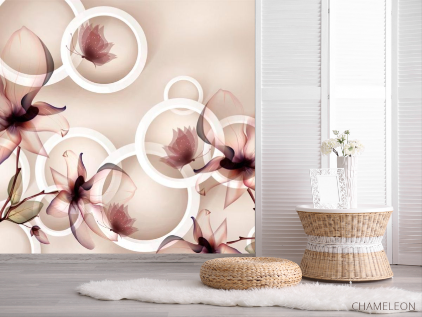 Фотошпалери 3d коричневі квіти - 2