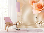 Фотошпалери Помаранчеві троянди на атласі - 4