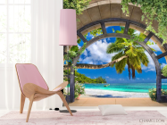 Фотошпалери Вид дпа пальму і море - 4