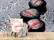 Фотообои Лепестки, камни, капли - 4