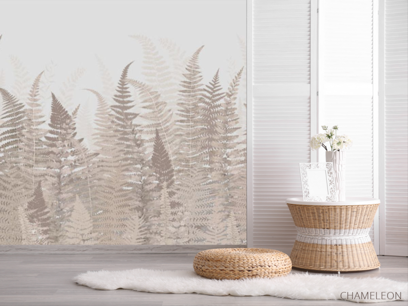 Фотошпалери листя папороті бежеві - 2
