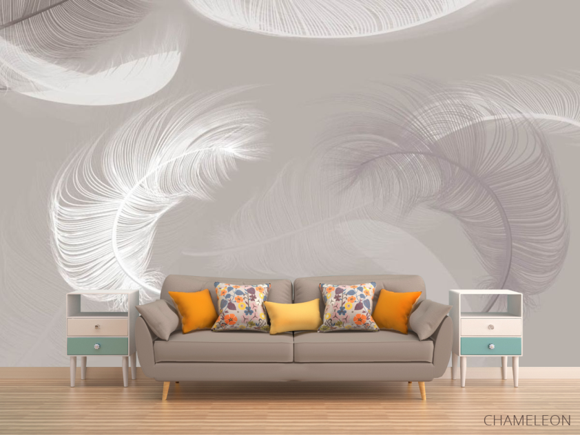 Фотообои Перья на бежевом фоне - 1