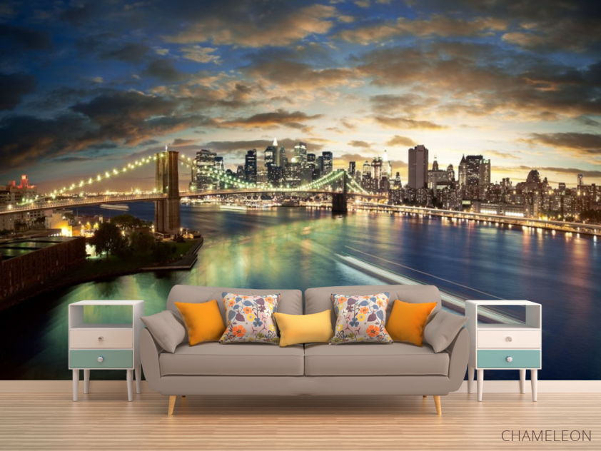 Фотообои Ночь, мост, New York - 1