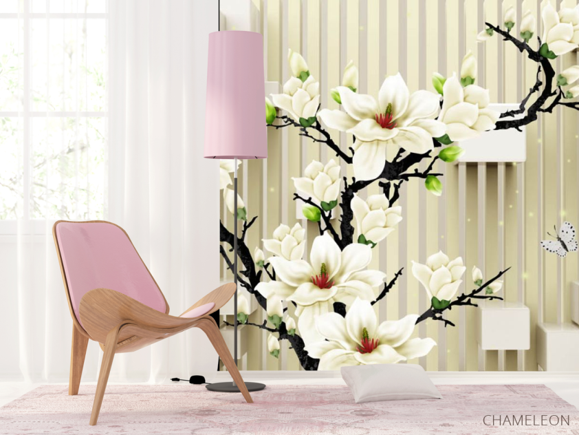 Фотошпалери Гілка магнолії 3д - 4