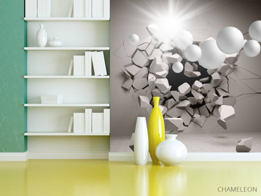 Фотошпалери 3д стіна з кулями - 3