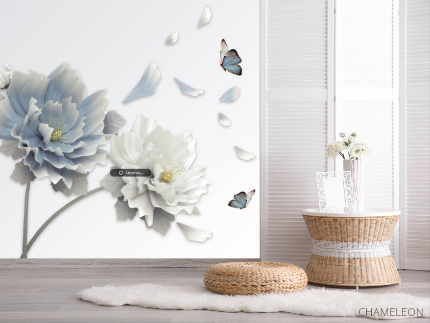 Фотошпалери Блакитні квіти 3д - 2