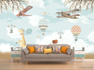 Фотообои Звери на велосипеде и воздушные шары - 1