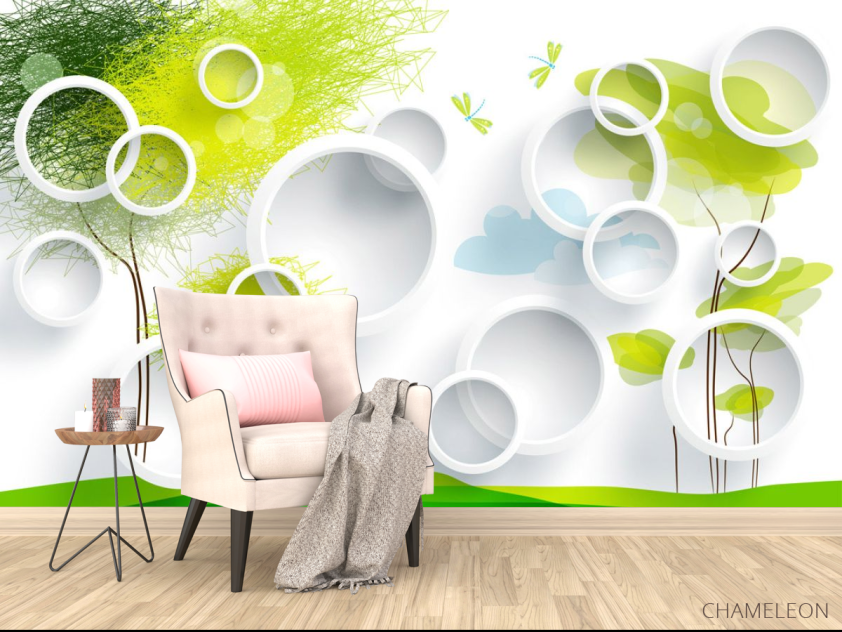 Фотообои  Круги с абстрактными деревтями - 4