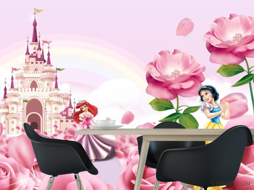 Фотошпалери Рожевий замок з принцесами - 1