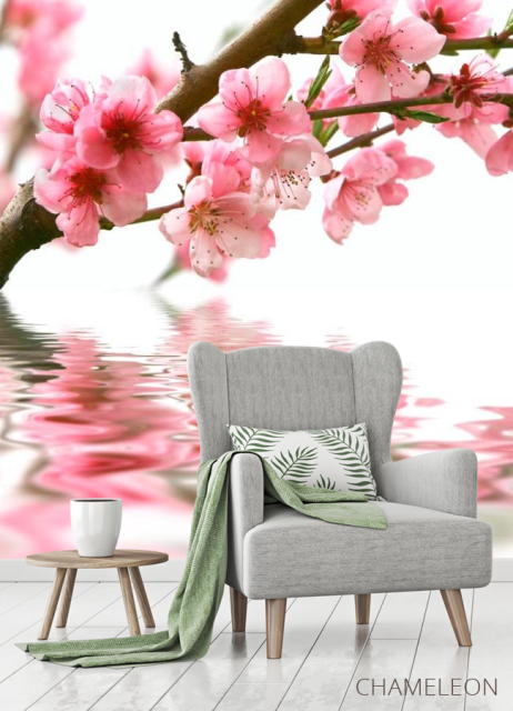 Фотообои Розовые цветки и вода - 3