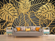 Фотообои золотые листья - 1