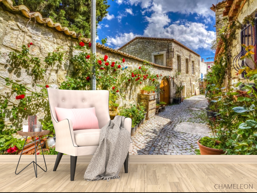 Фотообои переулок с розами - 4