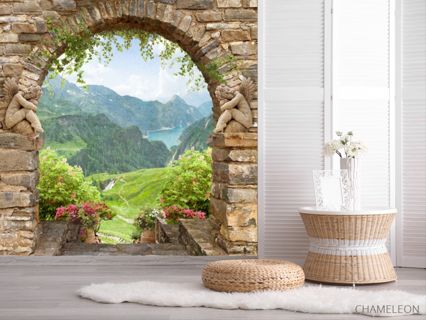 Фотообои Фреска с видом на горы - 2