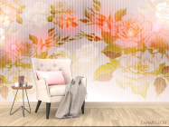 Фотообои Оранжевый принт с цветами - 4