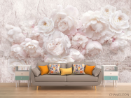 Фотообои Белые пионы шероховатая стена - 1