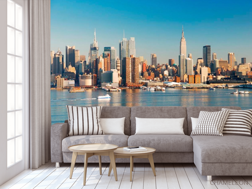 Фотообои Утренний город, причал - 3