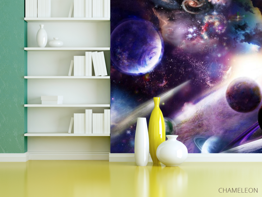 Фотошпалери яскравий космос з планетами - 3