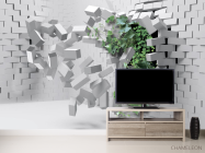 Фотообои Кирпичная стена с цветком - 2