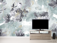 Фотообои Дизайнерские цветы с бирюзовым золотом. - 2