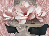 Фотошпалери рожеві 3Д квіти - 1