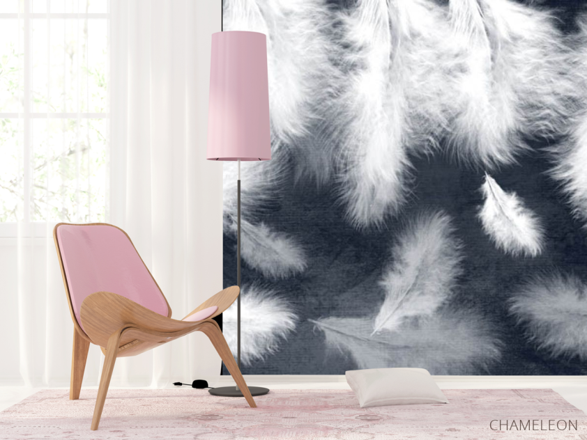 Фотошпалери біле пір'я на синьому тлі - 4