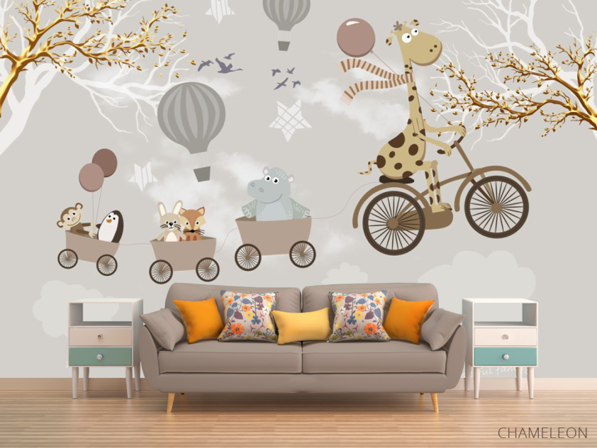 Фотообои Лисички на воздушных шариках - 1