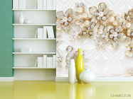 Фотошпалери Золоті квіти з лебедями - 3