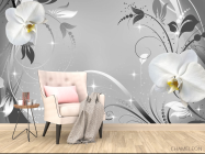 Фотообои Белые орхидеи на сером фоне - 4