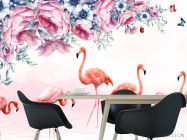 Фотошпалери фламінго квіти - 1