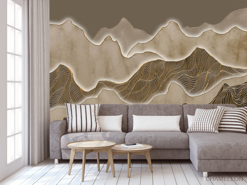 Фотообои Золотые абстрактные горы - 3