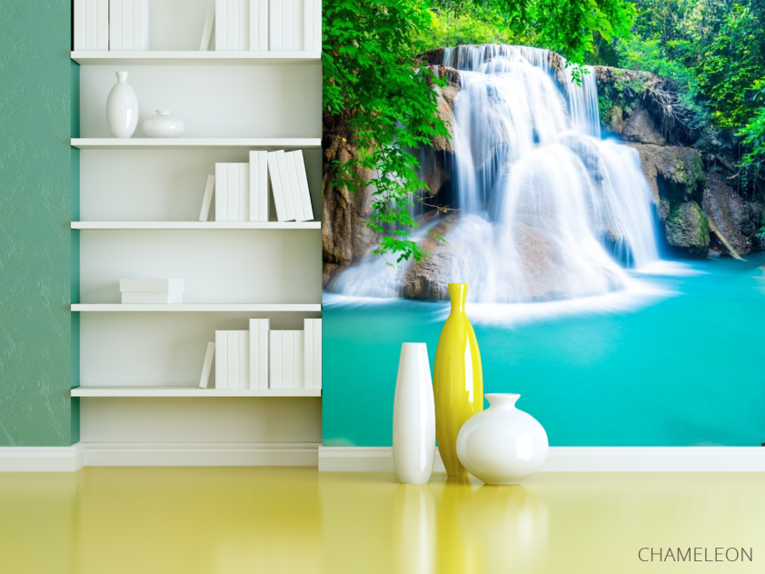 Фотошпалери водоспад і бірюзове озеро - 3